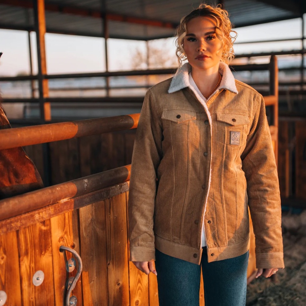 Tan Corduroy Jacket with Sherpa Collar
